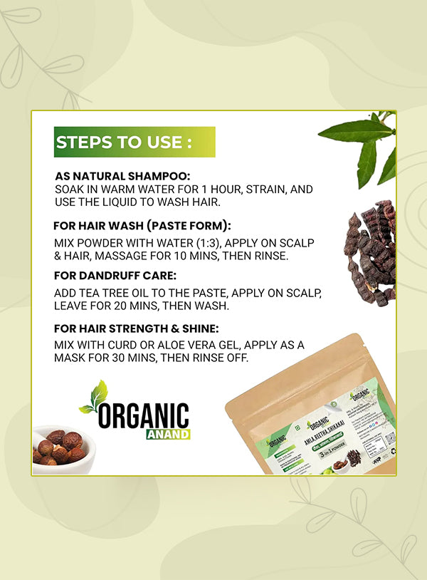 3-in-1 Amla Reetha Shikakai Powder | Natural Herbal Hair Care Blend | Hair Cleanser & Conditioner