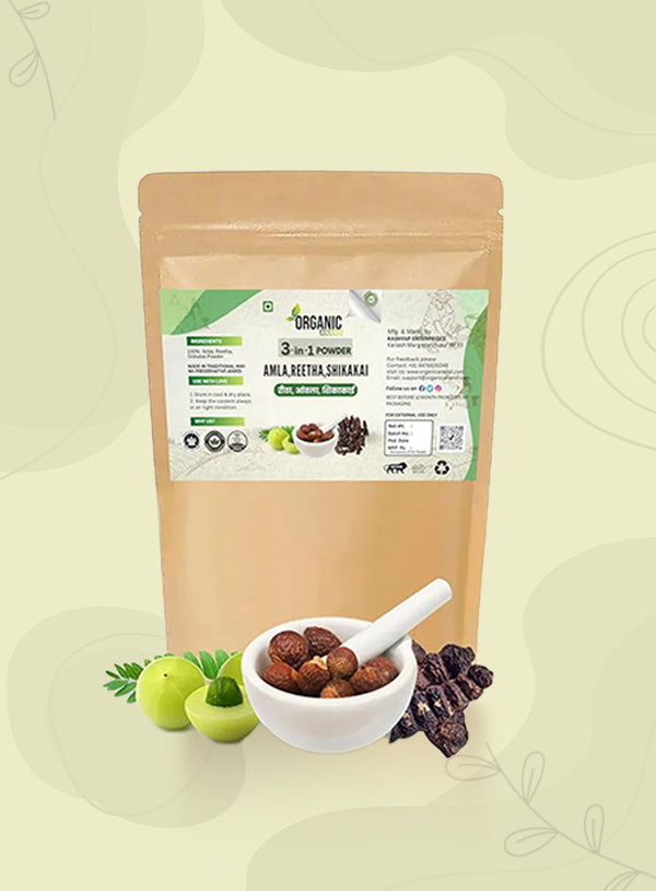 3-in-1 Amla Reetha Shikakai Powder | Natural Herbal Hair Care Blend | Hair Cleanser & Conditioner