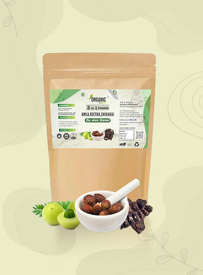 3-in-1 Amla Reetha Shikakai Powder | Natural Herbal Hair Care Blend | Hair Cleanser & Conditioner
