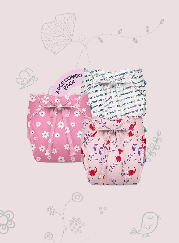 3 Piece Pack of New & Improved Smart Nappy for 0-3 months old Infants (Size XS)