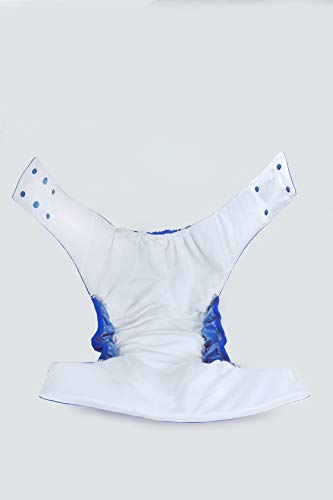 Adult Cloth Diaper - Waist Size 28-36 inch - Senior Reusable Washable for Older Men & Women with 2 Wet Free Four Layer Inserts for Day & Night Incontinence & Bedwetting, (Deep Blue)