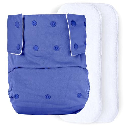 Adult Cloth Diaper - Waist Size 28-36 inch - Senior Reusable Washable for Older Men & Women with 2 Wet Free Four Layer Inserts for Day & Night Incontinence & Bedwetting, (Deep Blue)