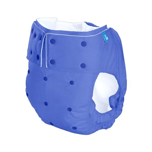 Adult Cloth Diaper - Waist Size 28-36 inch - Senior Reusable Washable for Older Men & Women with 2 Wet Free Four Layer Inserts for Day & Night Incontinence & Bedwetting, (Deep Blue)