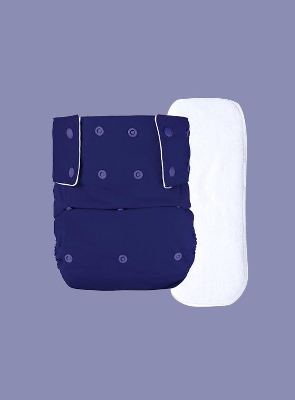 Reusable Cloth Diaper For Adults, Older Men & Women with 1 Wet Free 4 Layer Insert (Midnight Blue)