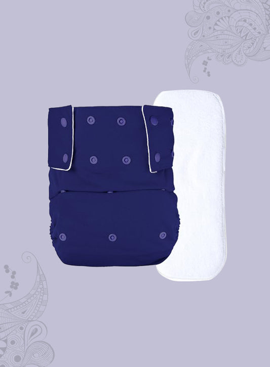 Reusable Cloth Diaper For Adults, Older Men & Women with 1 Wet Free 4 Layer Insert (Midnight Blue)