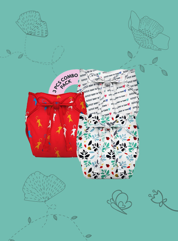 3 Piece Pack of New & Improved Smart Nappy for 0-3 months old Infants (Size XS)