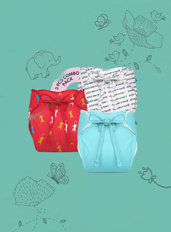 3 Piece Pack of New & Improved Smart Nappy for 0-3 months old Infants (Size XS)