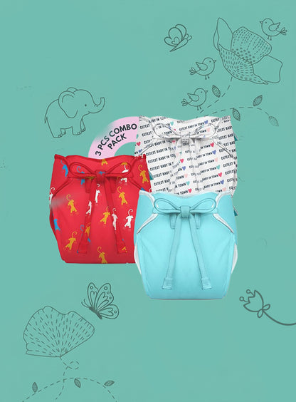 3 Piece Pack of New & Improved Smart Nappy for 0-3 months old Infants (Size XS)