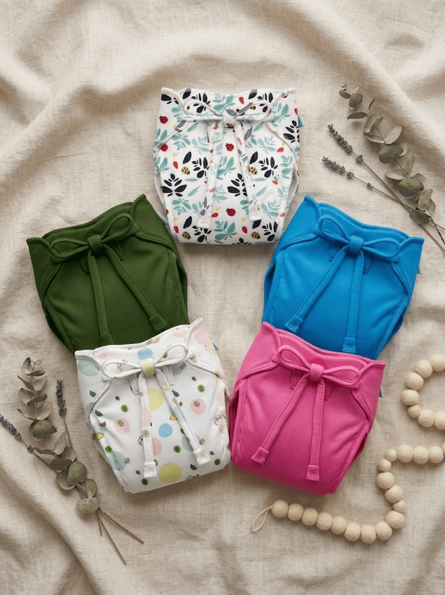 Bumberry New & Improved Smart Nappy | Holds Upto 3 Pees With Extra Absorbtion & 100% Leak Protection All in One Cloth Diaper - 5 Pcs - Kit 3