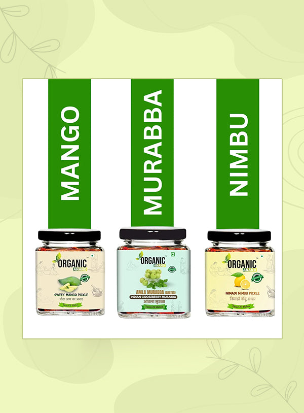 Organic Anand Family Trio (Mango + Nimadi Lemon + Murabba)