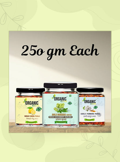 Organic Anand Healthy Trio (Amla + Garlic Turmeric + Nimadi Lemon)