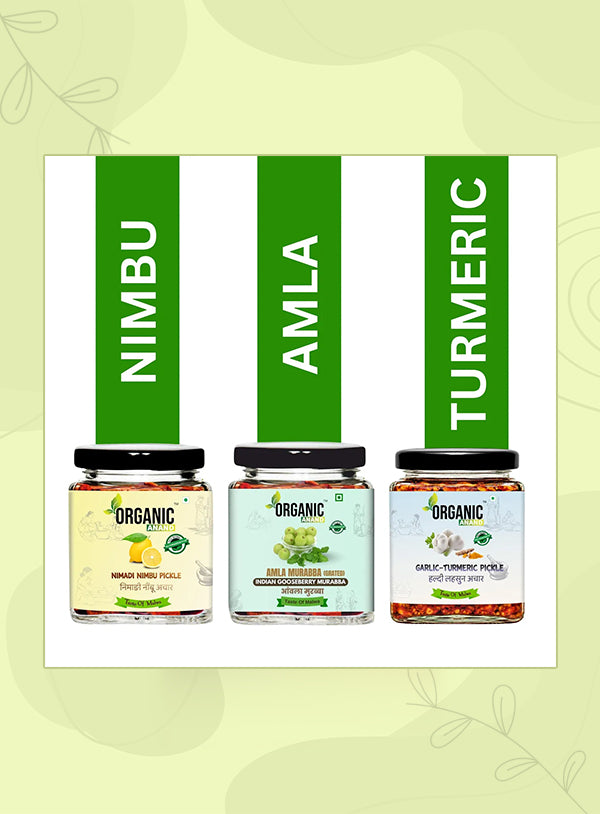 Organic Anand Healthy Trio (Amla + Garlic Turmeric + Nimadi Lemon)