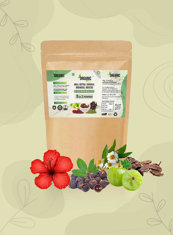 5-in-1 Herbal Shampoo Powder | Amla, Reetha, Shikakai, Bhringraj & Hibiscus | Natural Hair Care Blend