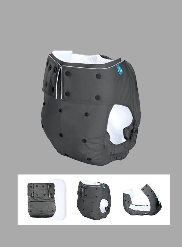Reusable Cloth Diaper For Adults, Older Men & Women with 1 Wet Free 4 Layer Insert (Ash)
