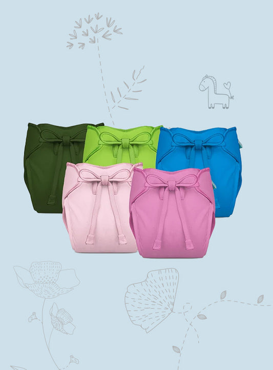 Bumberry New & Improved Smart Nappy | Holds Upto 3 Pees With Extra Absorbtion & 100% Leak Protection All in One Cloth Diaper - 5 Pcs - Kit 5